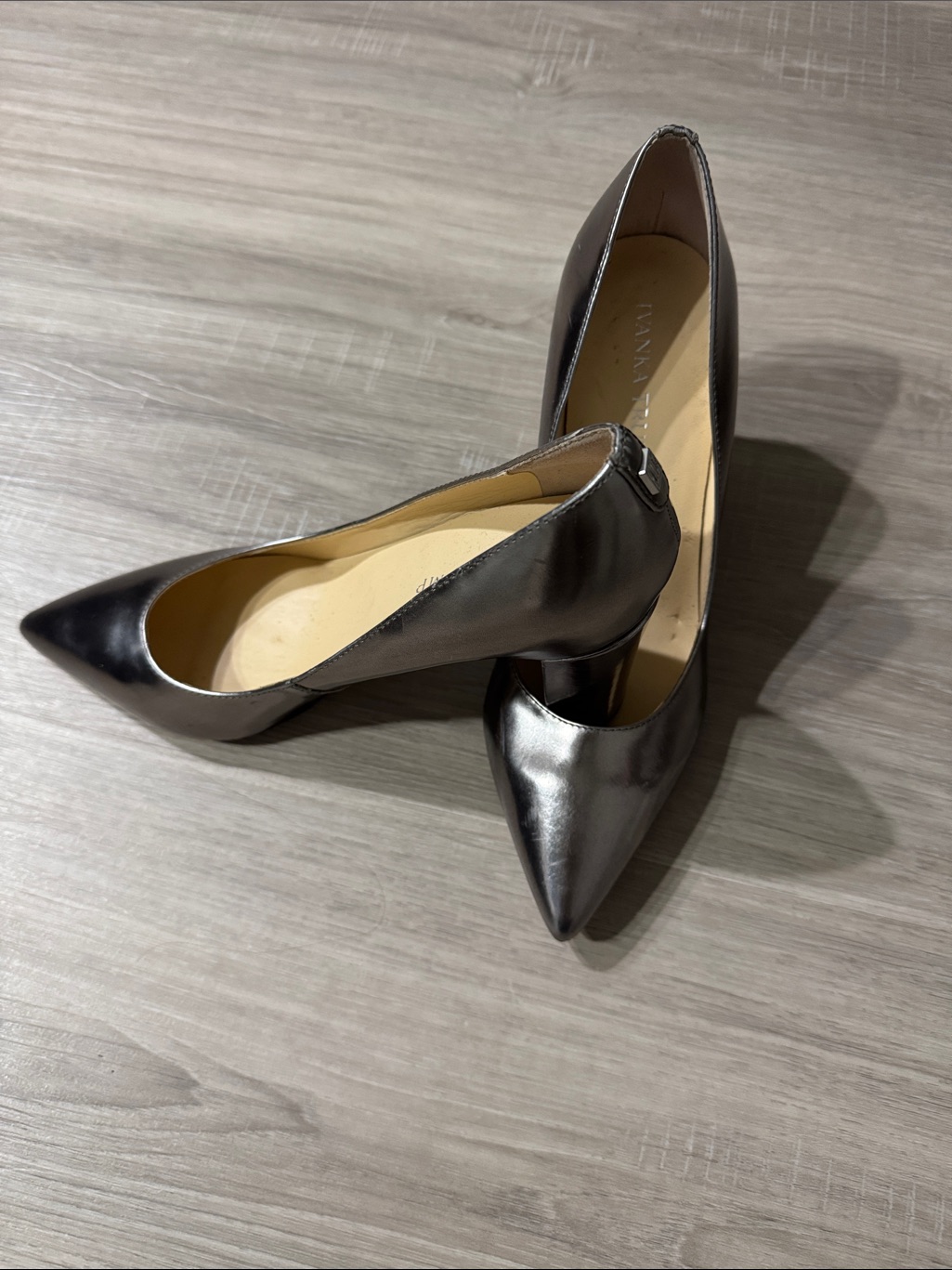 Ivanka Trump Metallic Gray Pointed-Toe Pumps